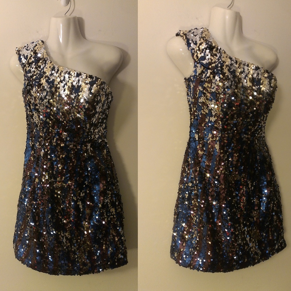 Tony Bowls Sequin Dress Size 6 One Shoulder